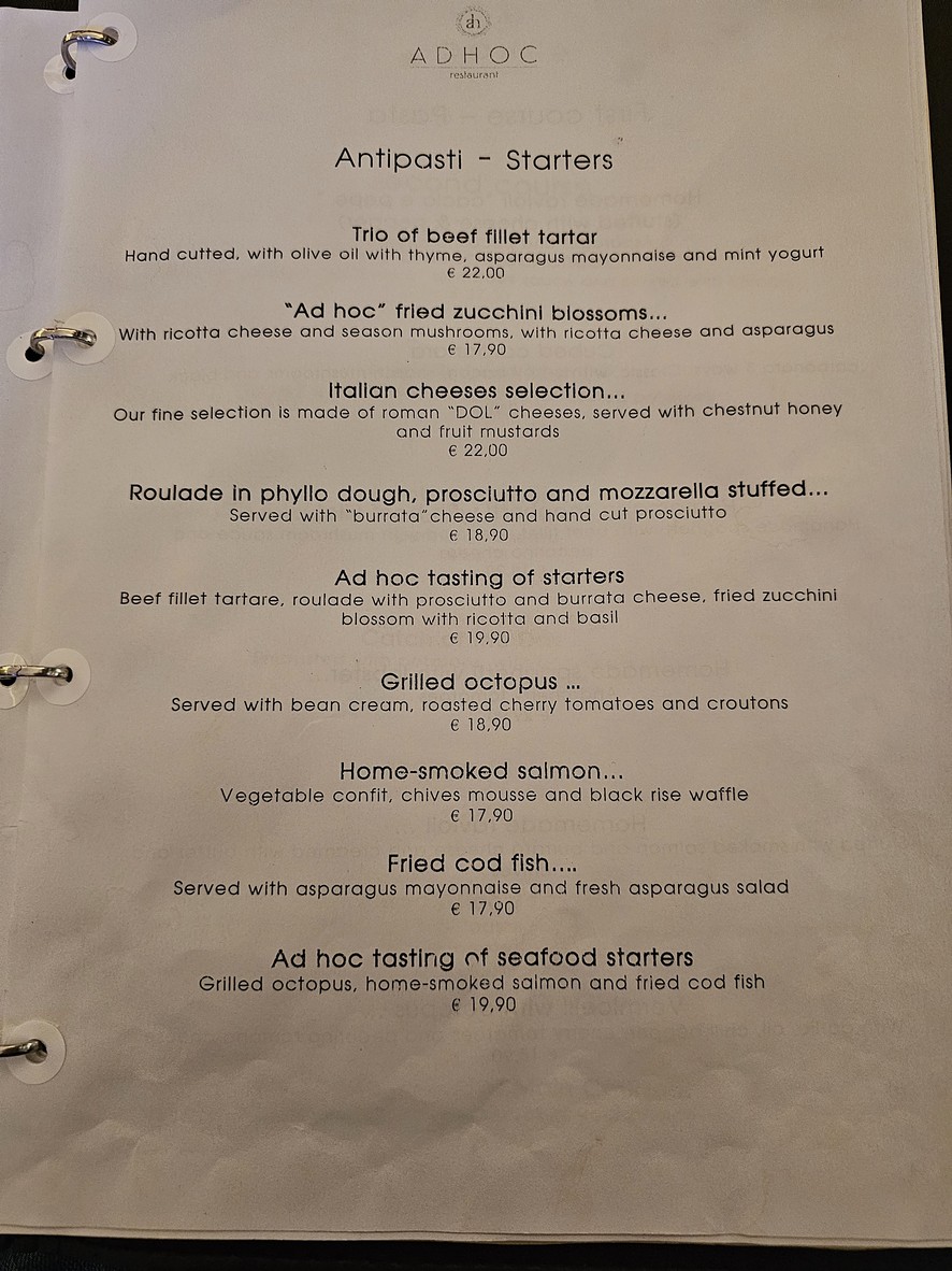 Ristorante Ad Hoc menu 1