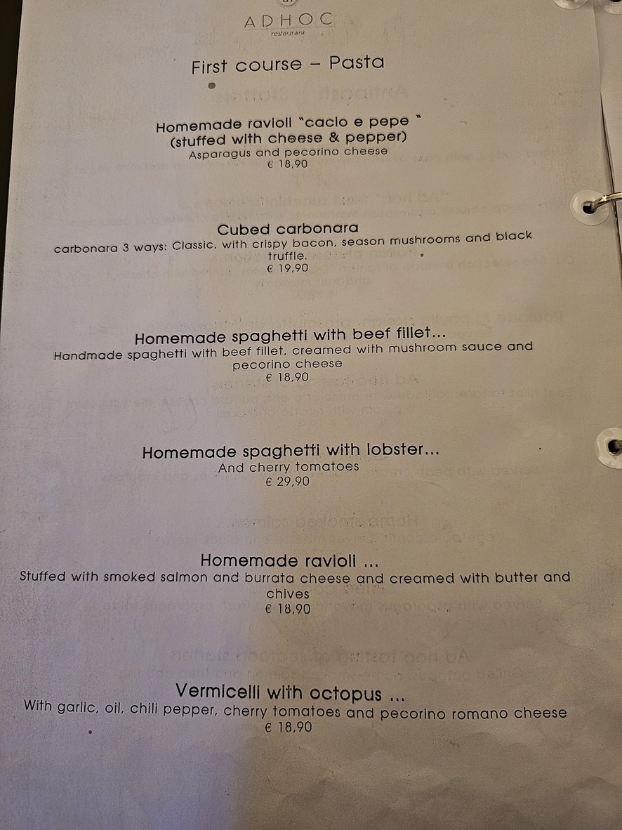 Ristorante Ad Hoc menu 2