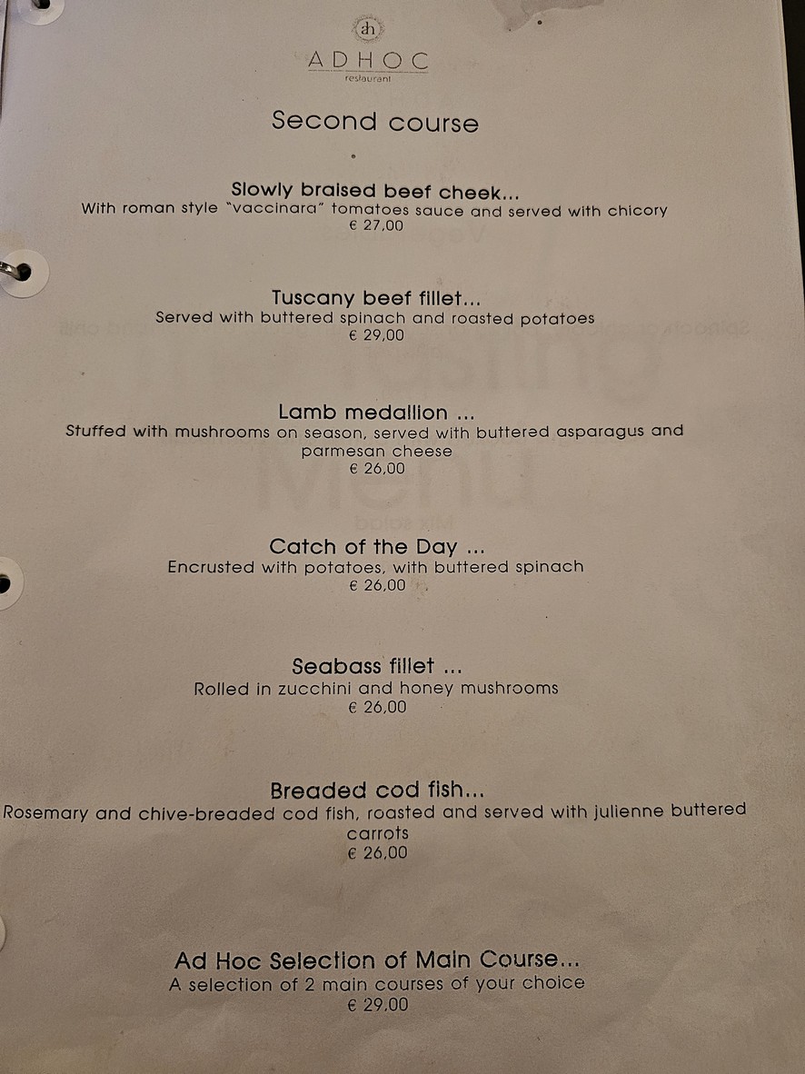 Ristorante Ad Hoc menu 3