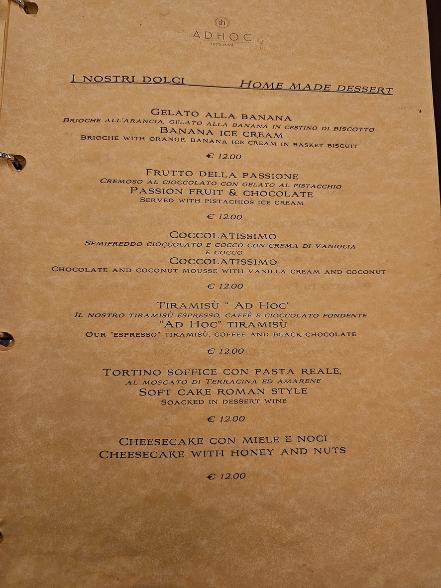 Ristorante Ad Hoc menu 5