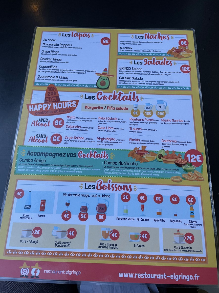 El Gringo menu 2