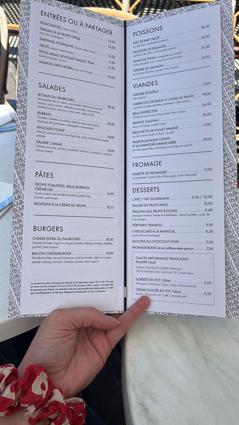 Bistro du Faubourg menu 1