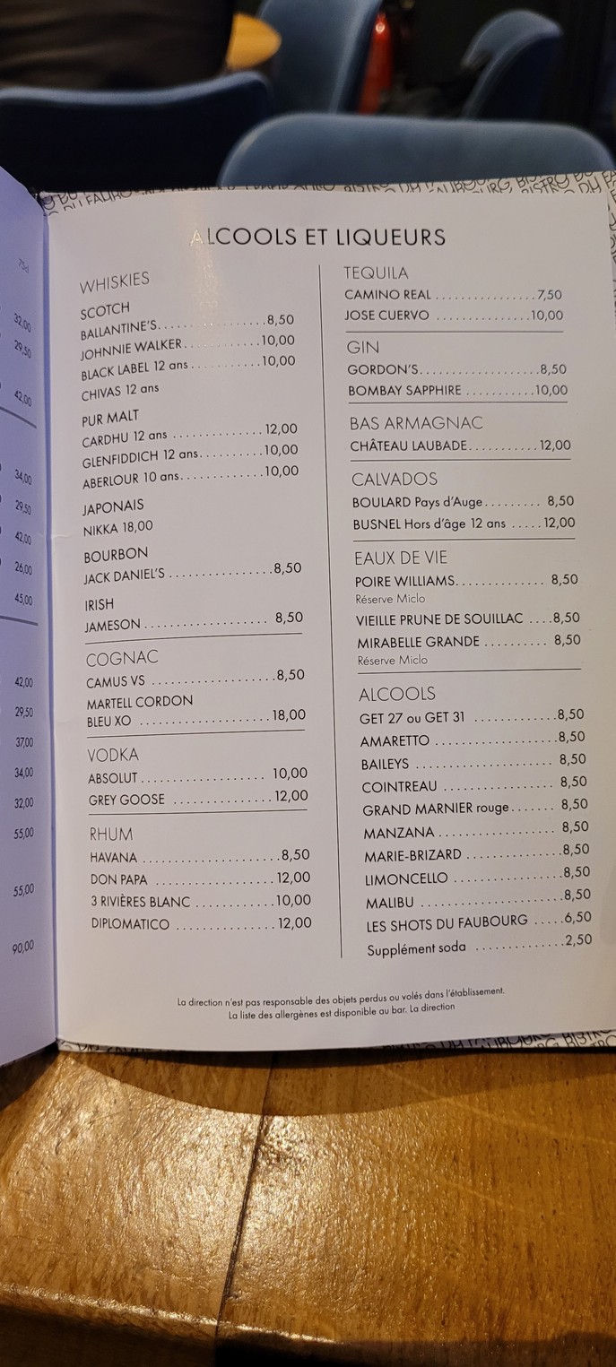 Bistro du Faubourg menu 3