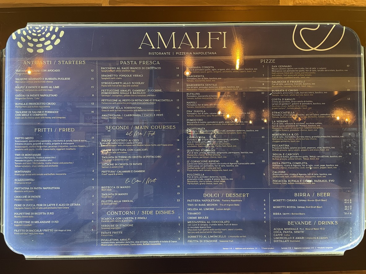 AMALFI MADRE menu 1