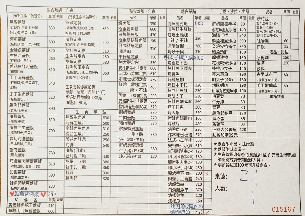 Jin Tai Ri Shi Liao Li - Nei Hu Dian menu 1