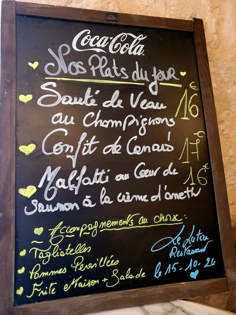 Le Lutèce menu 2