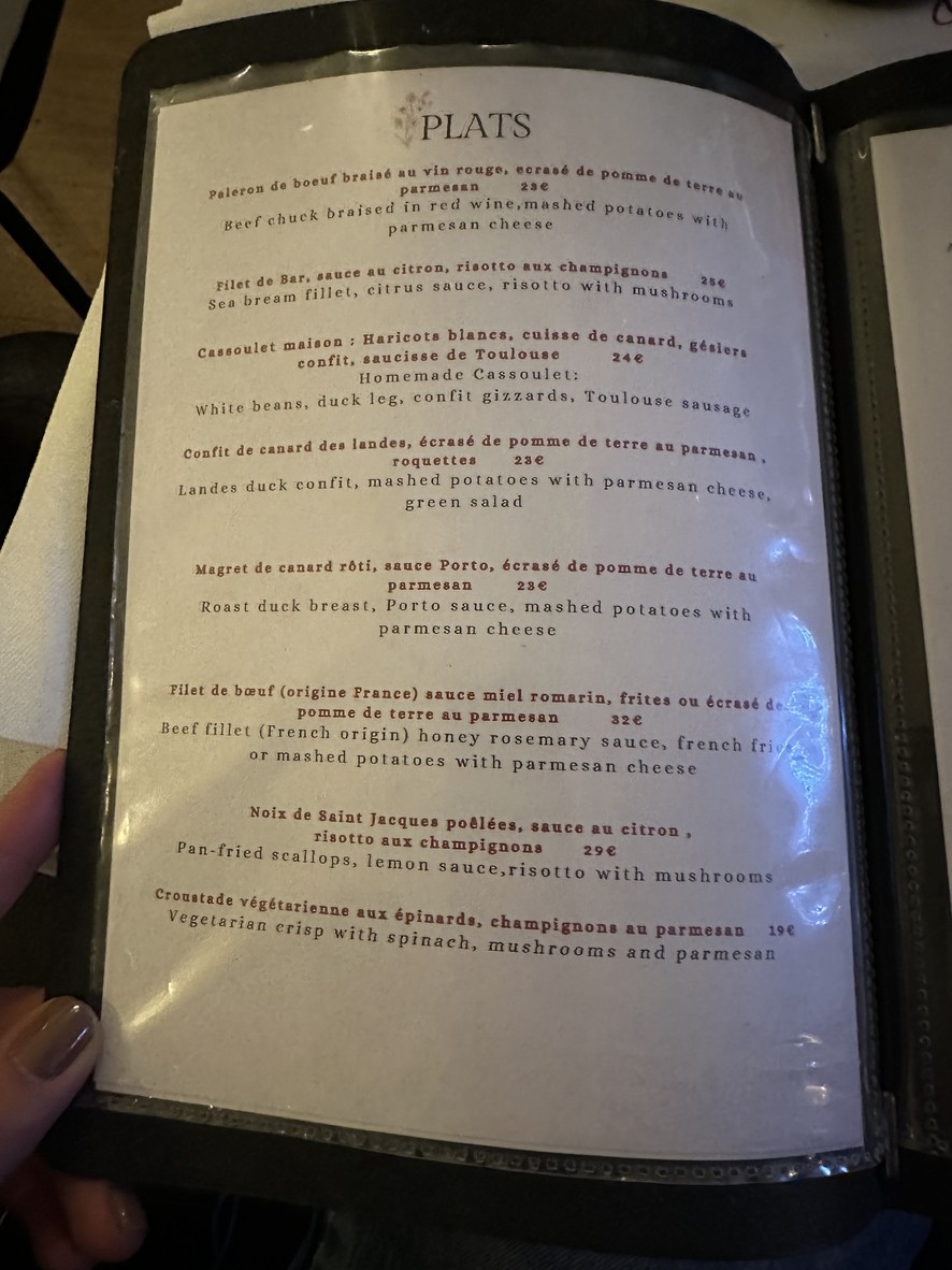 Bistrot de l’Oulette menu 3