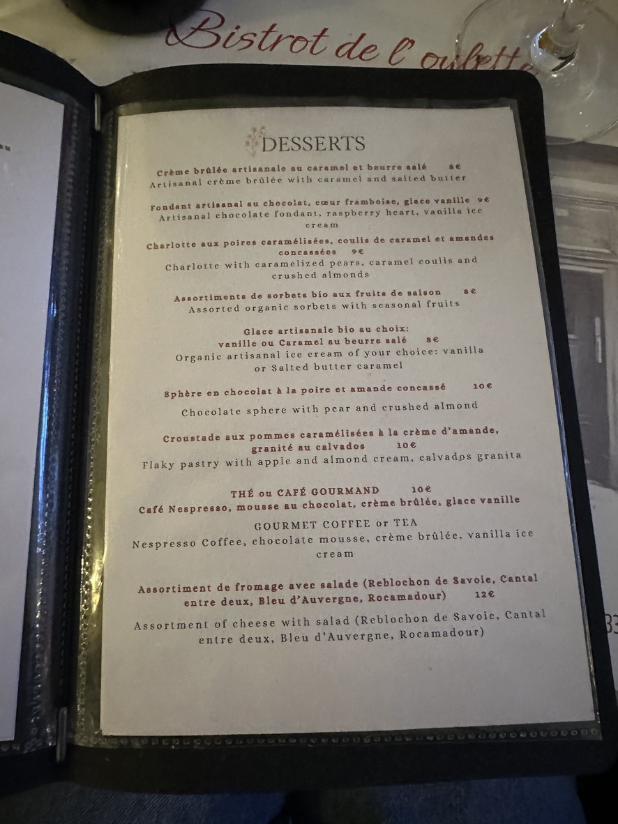Bistrot de l’Oulette menu 4