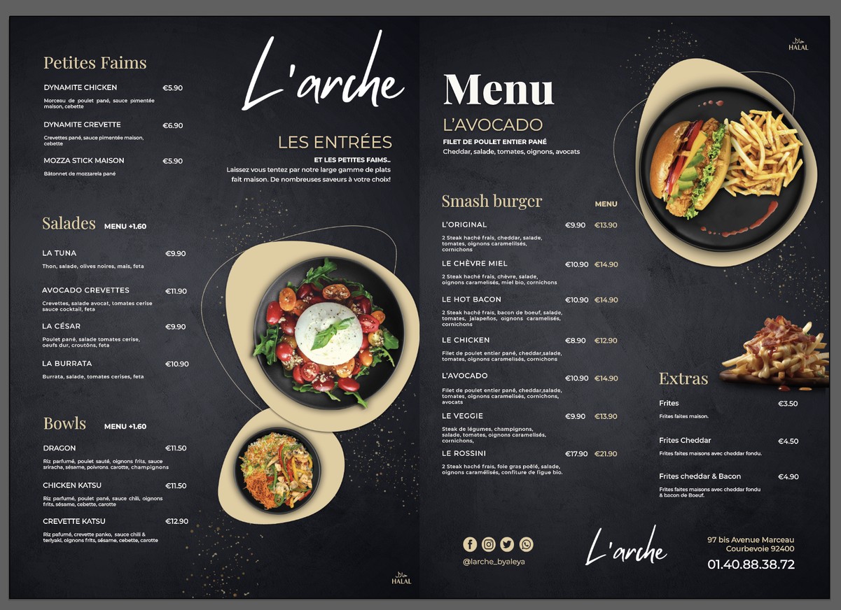 L'arche smash burger menu 1