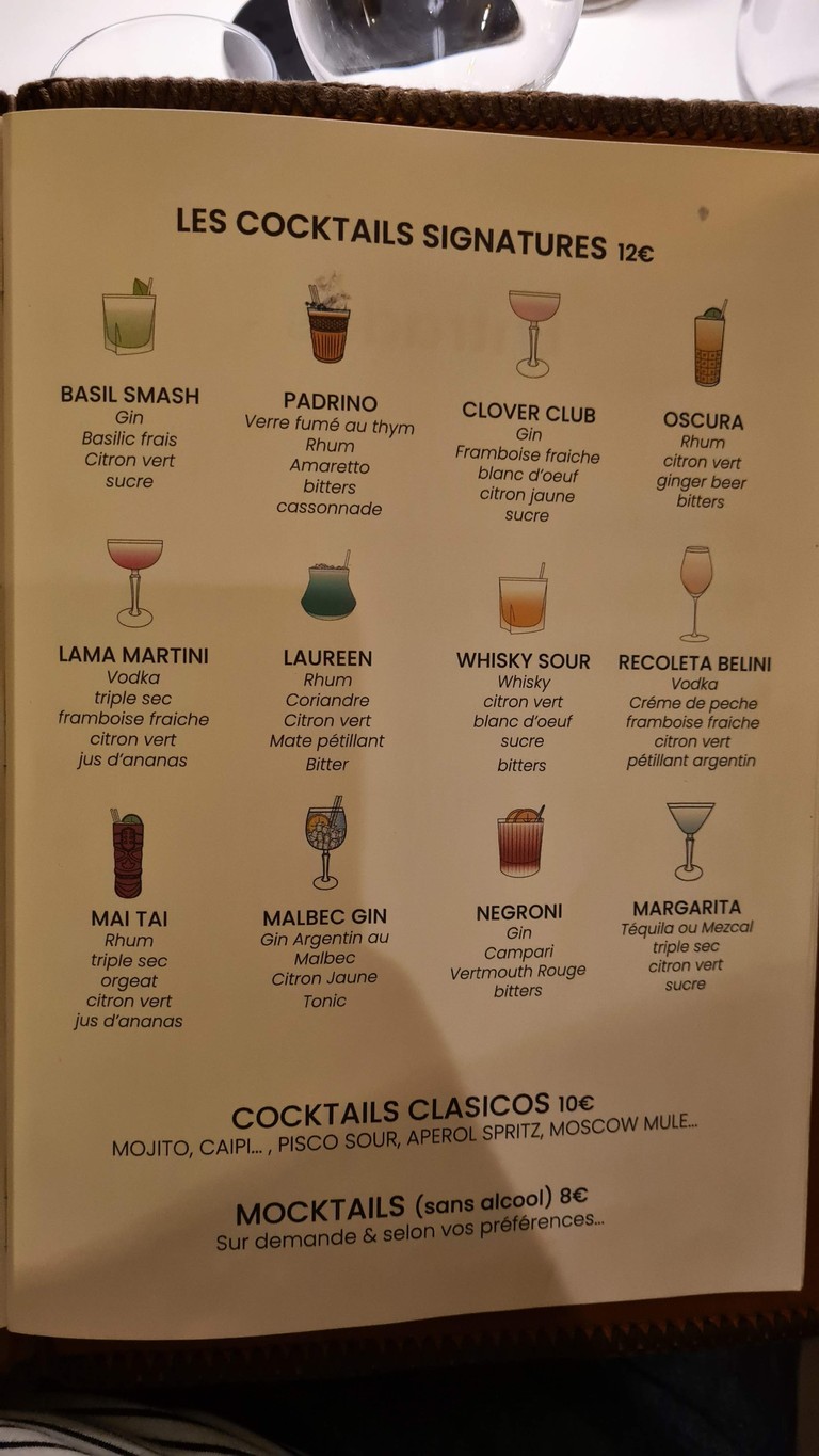 La Recoleta - restaurant Argentin - spécialité de viande argentine menu 1