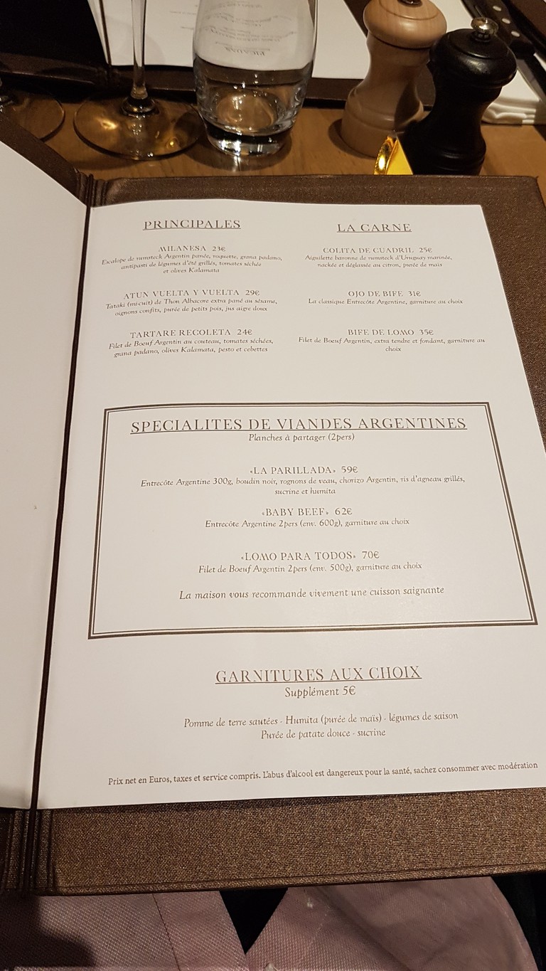 La Recoleta - restaurant Argentin - spécialité de viande argentine menu 4