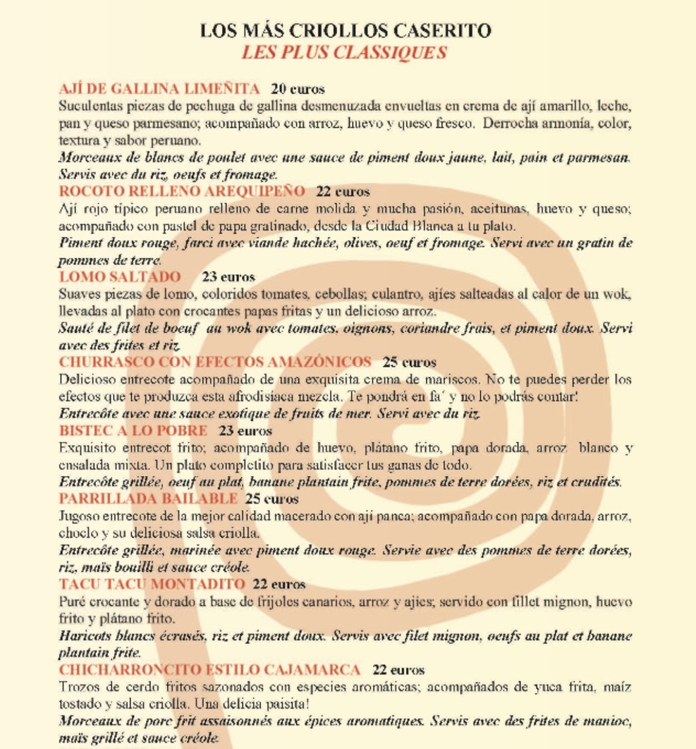 MacchuPisko menu 2