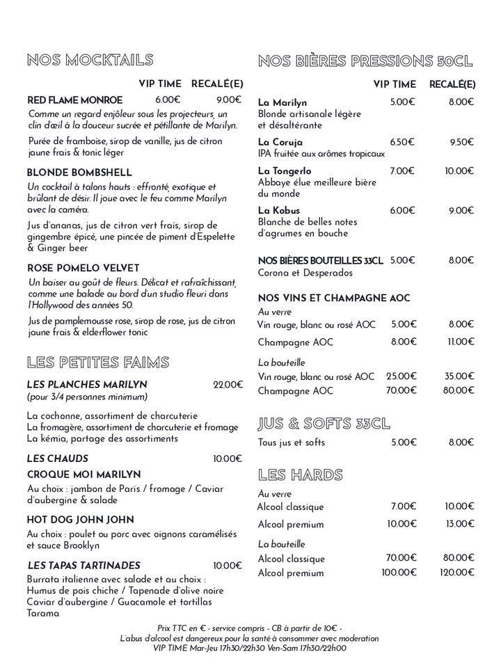 Le Marilyn - Terrasse - Bar dansant - Salle privatisable menu 1