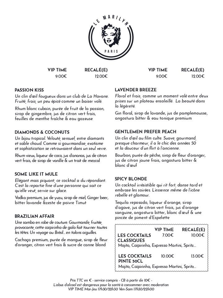 Le Marilyn - Terrasse - Bar dansant - Salle privatisable menu 2
