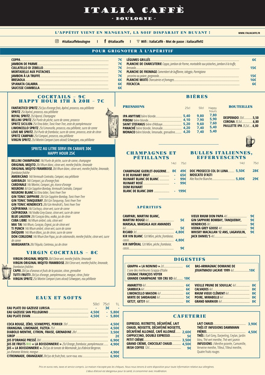 Italia Caffè menu 1