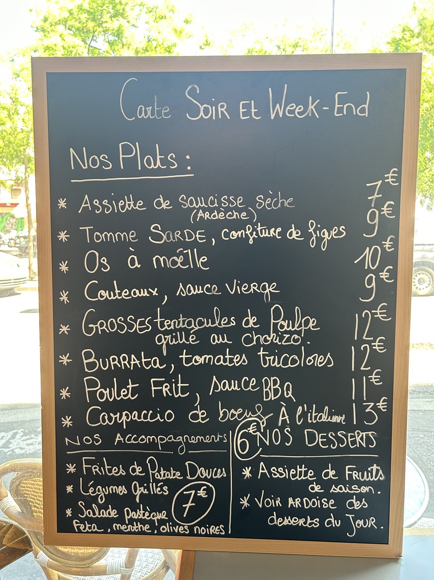 Le Robinet menu 1