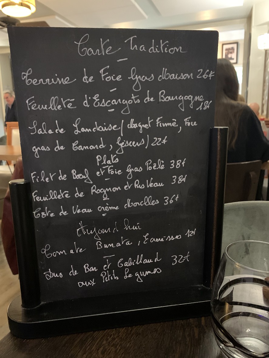 La Retraite du Père Claude menu 1