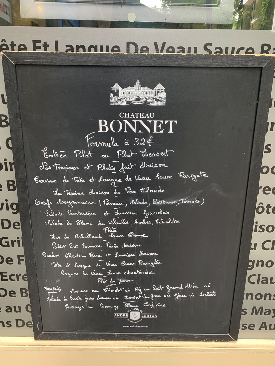 La Retraite du Père Claude menu 3