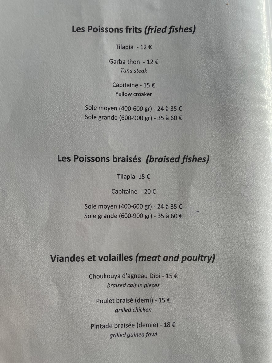 La Calebasse menu 2