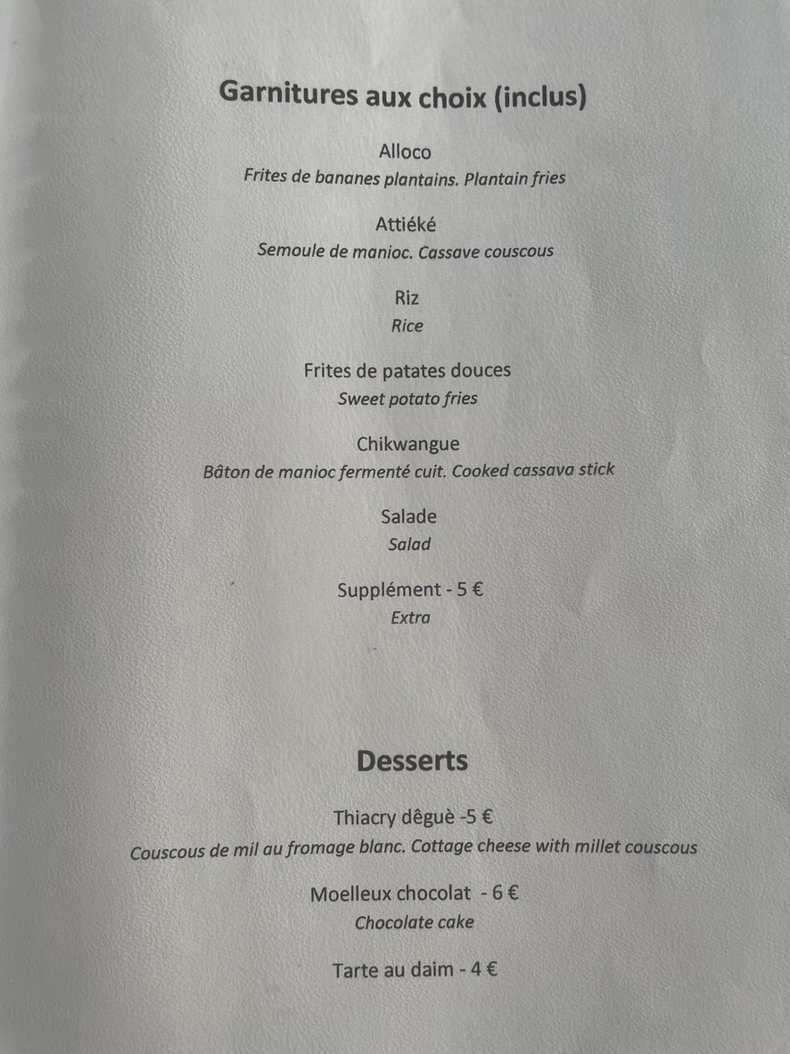 La Calebasse menu 3