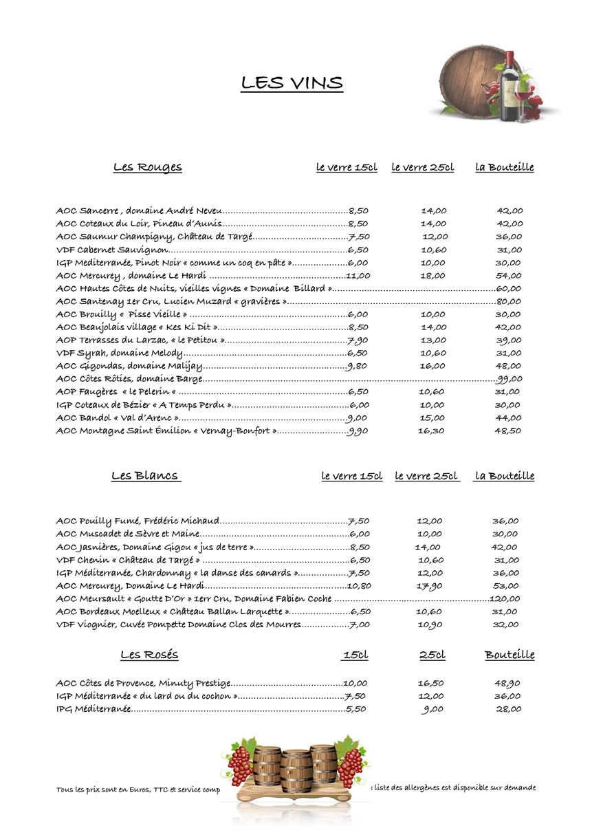 La Tour de Nesle menu 7