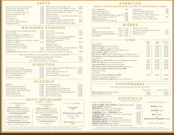 Le Nemours menu 2