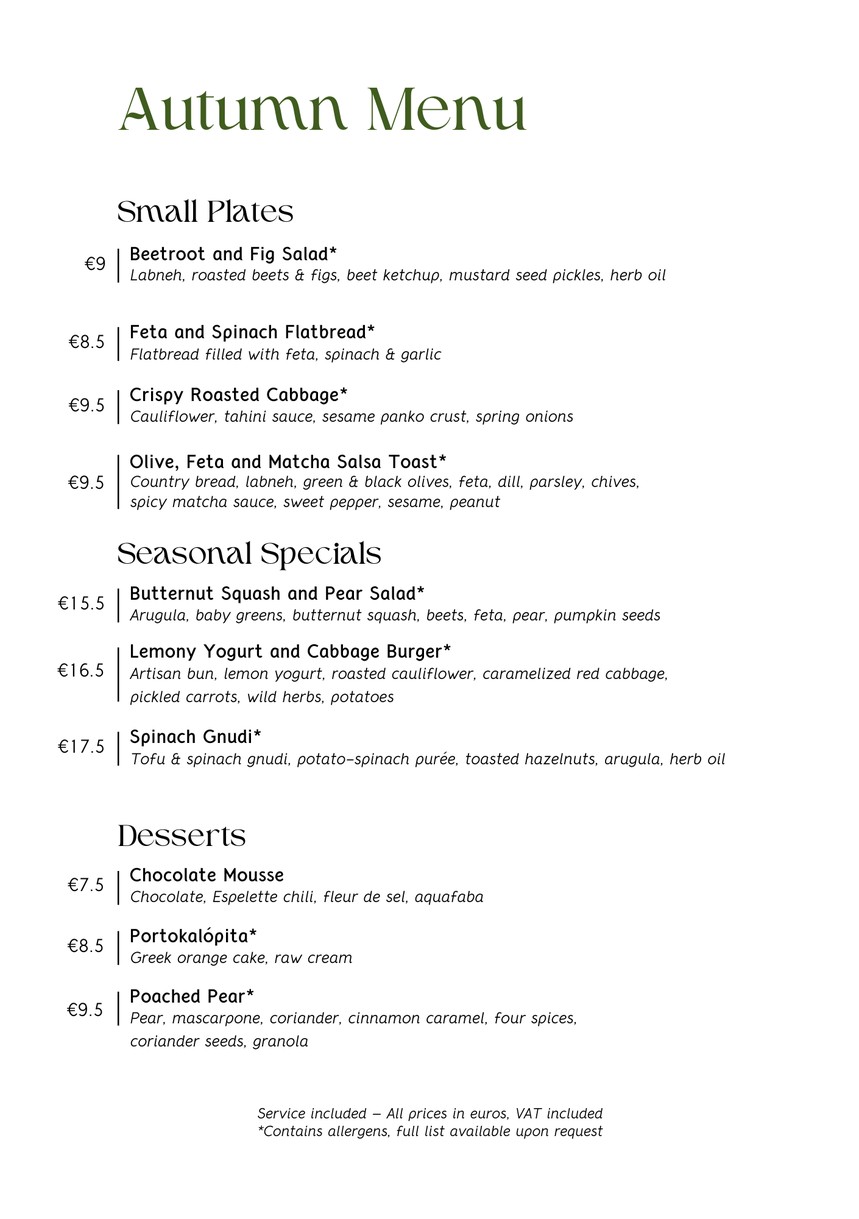 MAISON BINDER menu 1