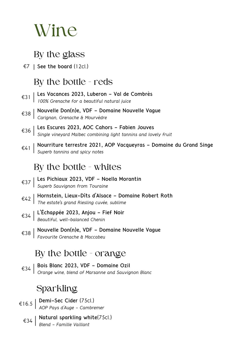 MAISON BINDER menu 2