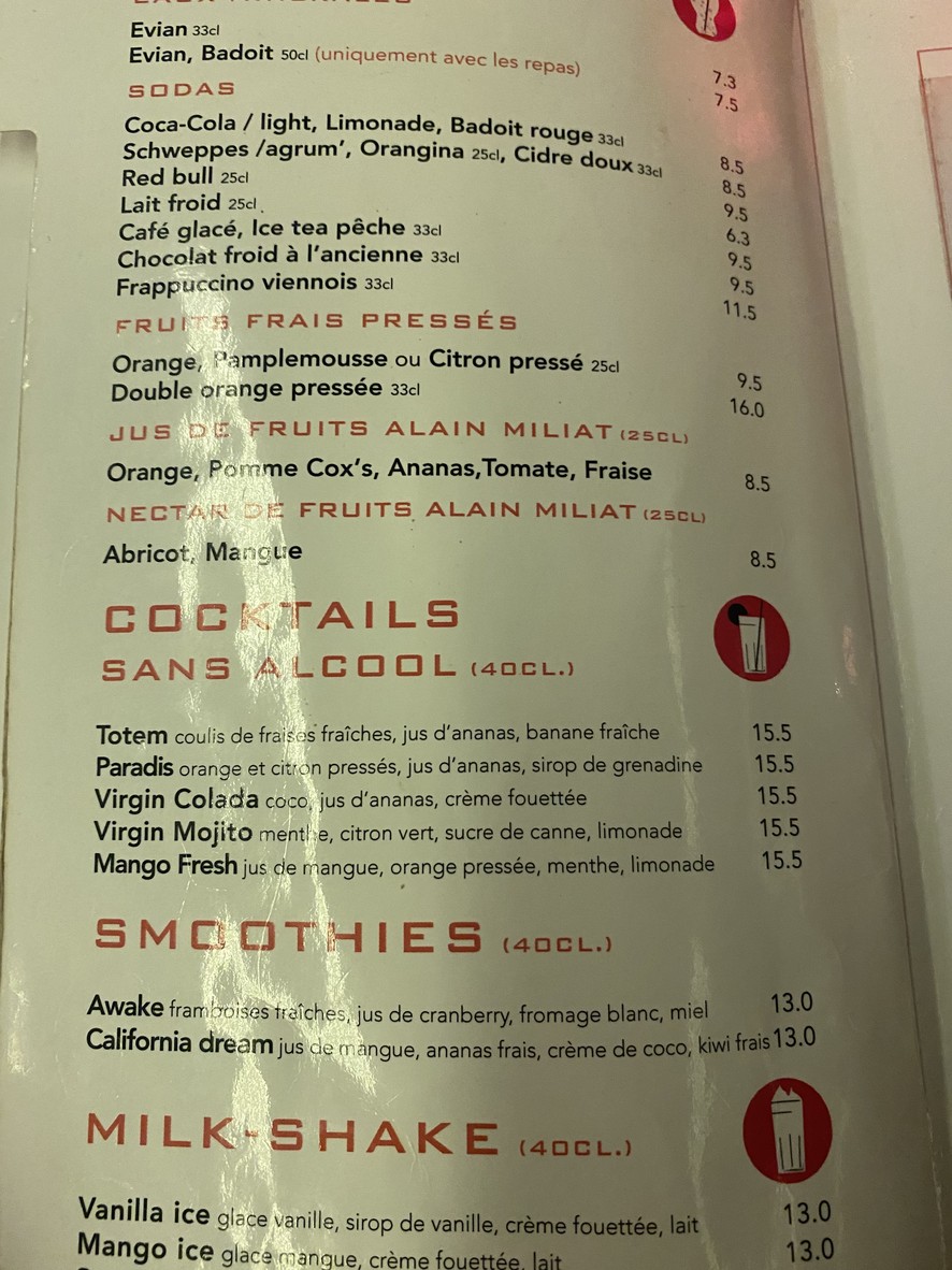 Le Relais du 15ème menu 6