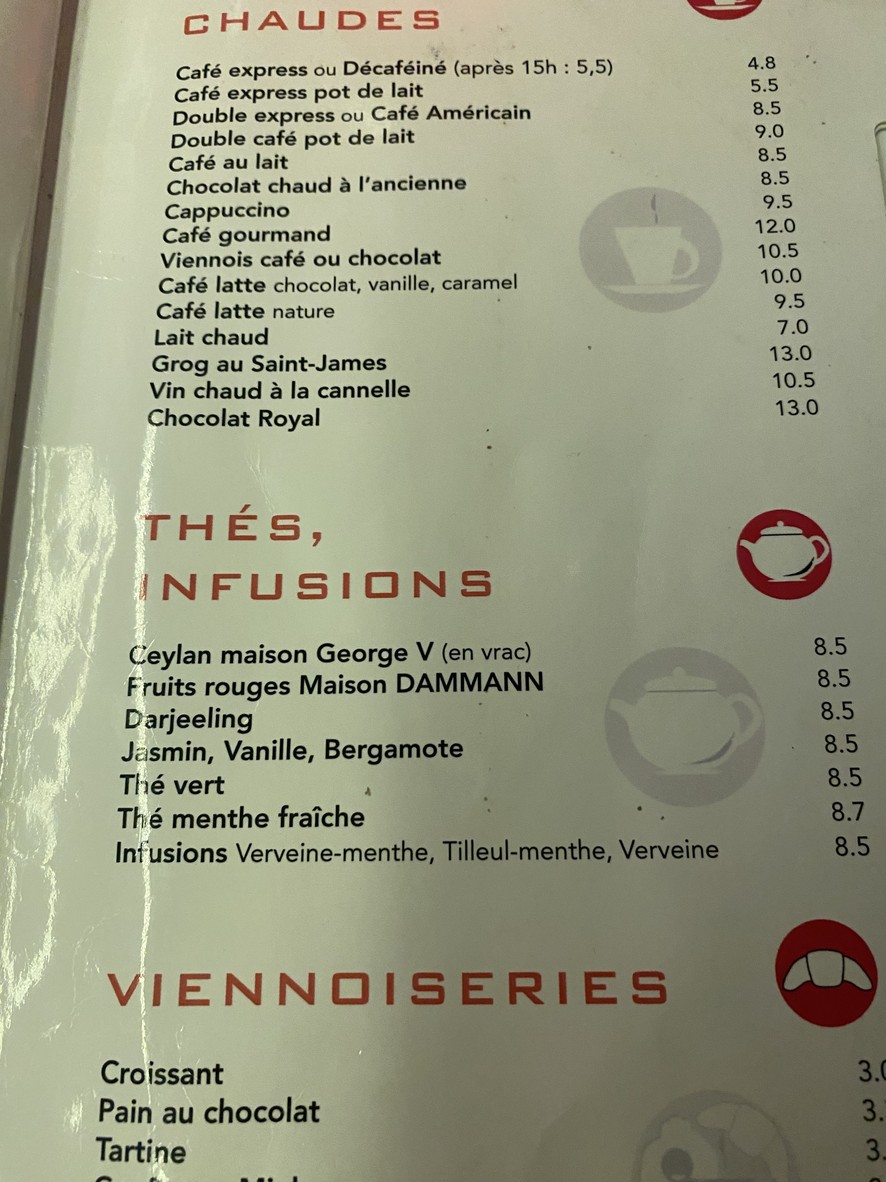 Le Relais du 15ème menu 7