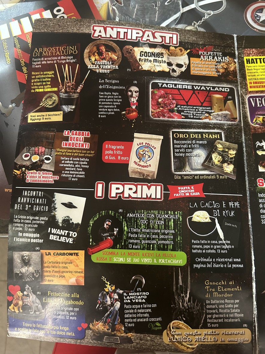 Movie Restaurant menu 1