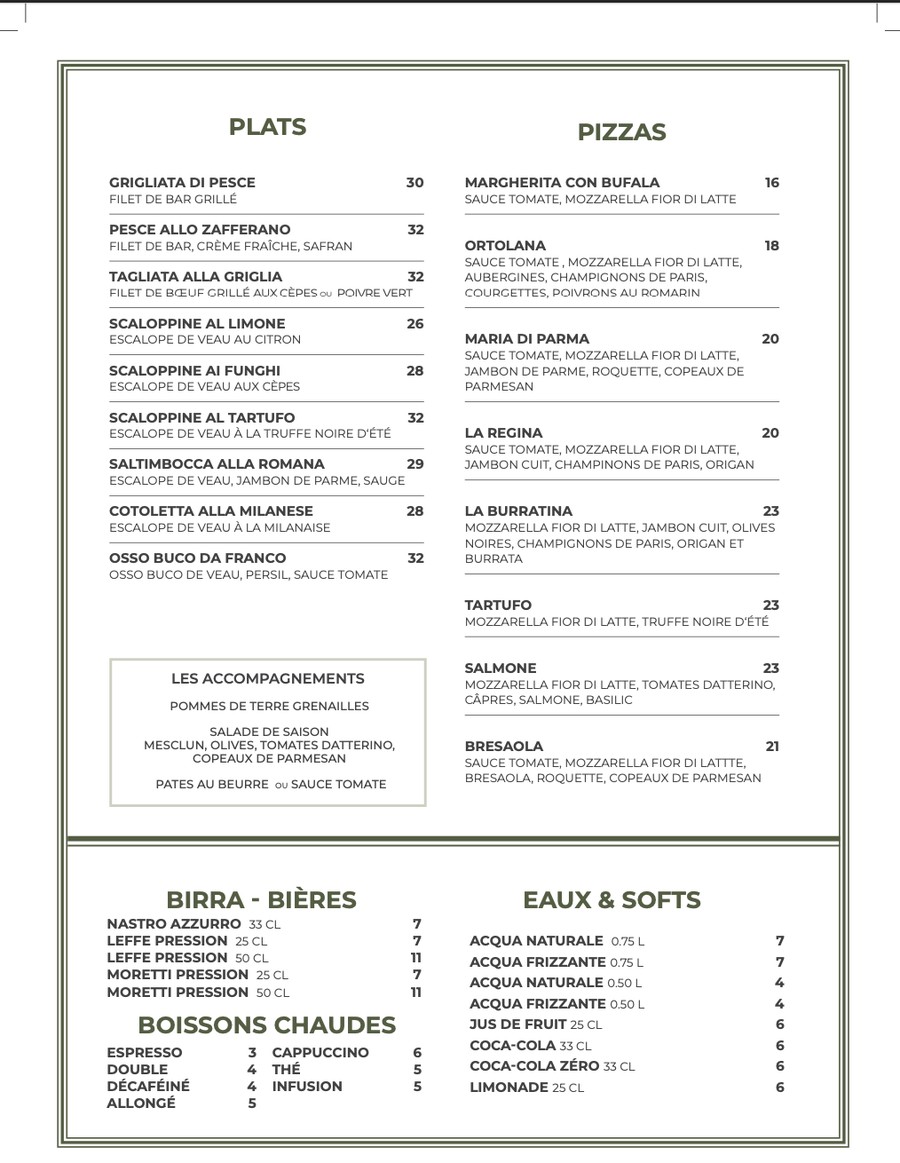 Da Franco menu 2