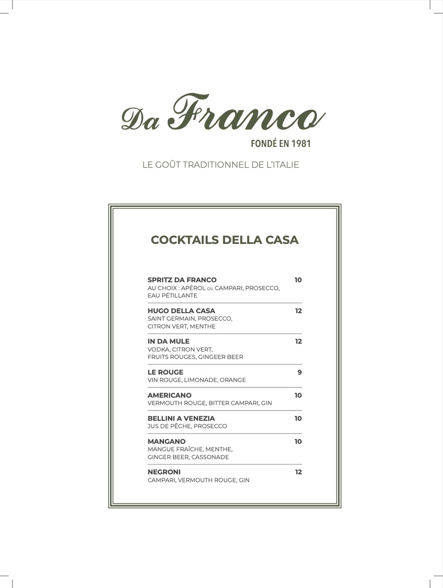 Da Franco menu 3