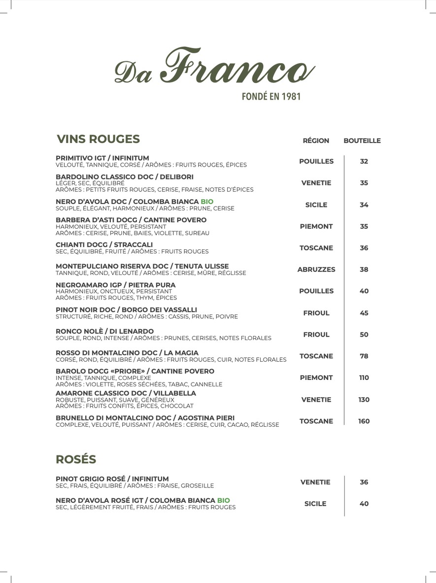 Da Franco menu 4