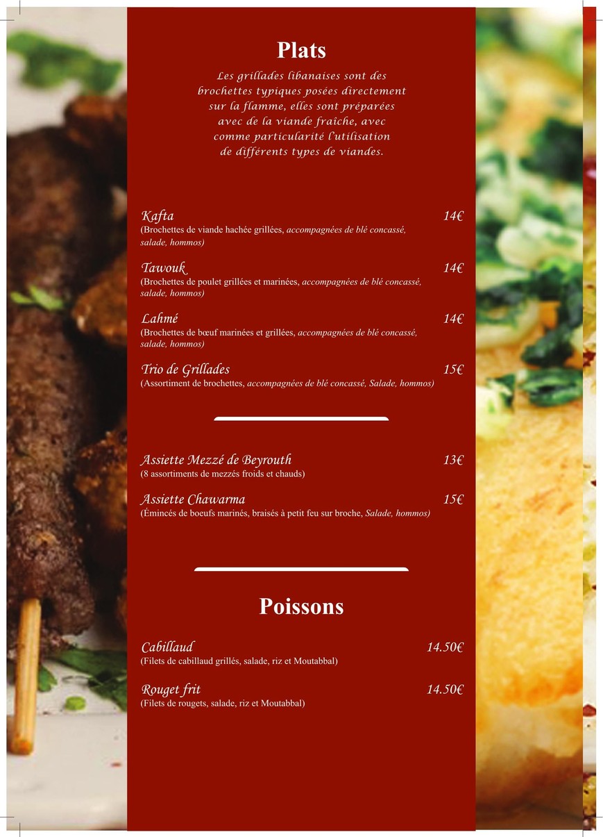 Mezze de Beyrouth menu 3