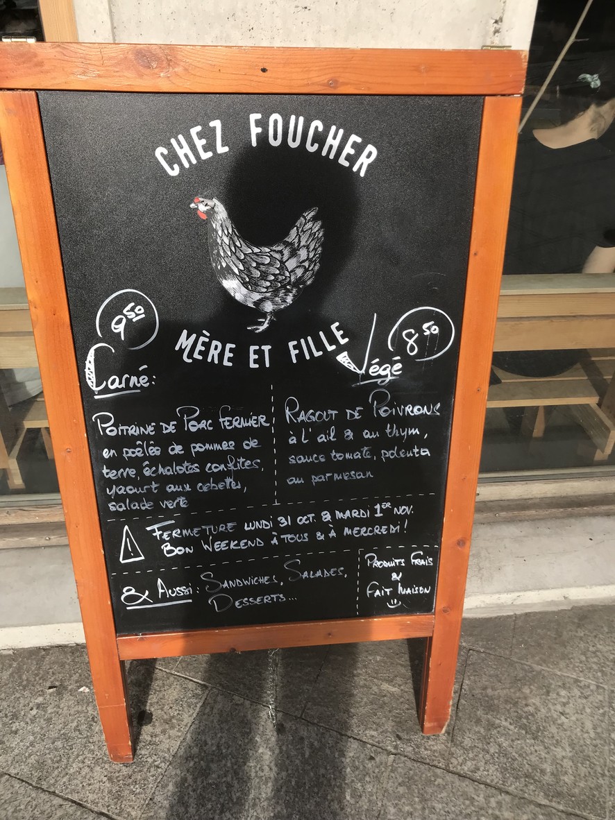 Chez Foucher Mère & Fille menu 2