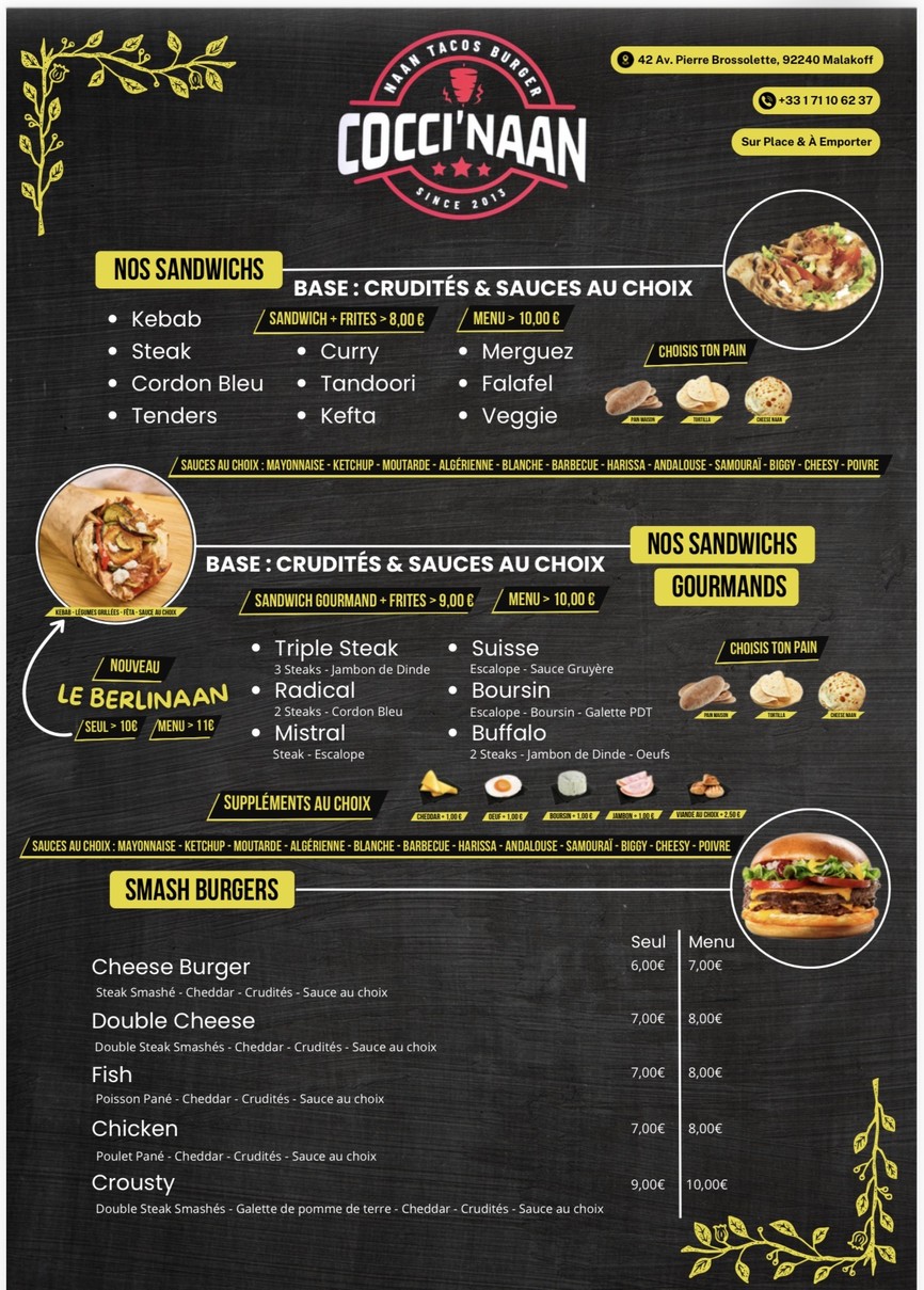 Cocci'nan menu 1
