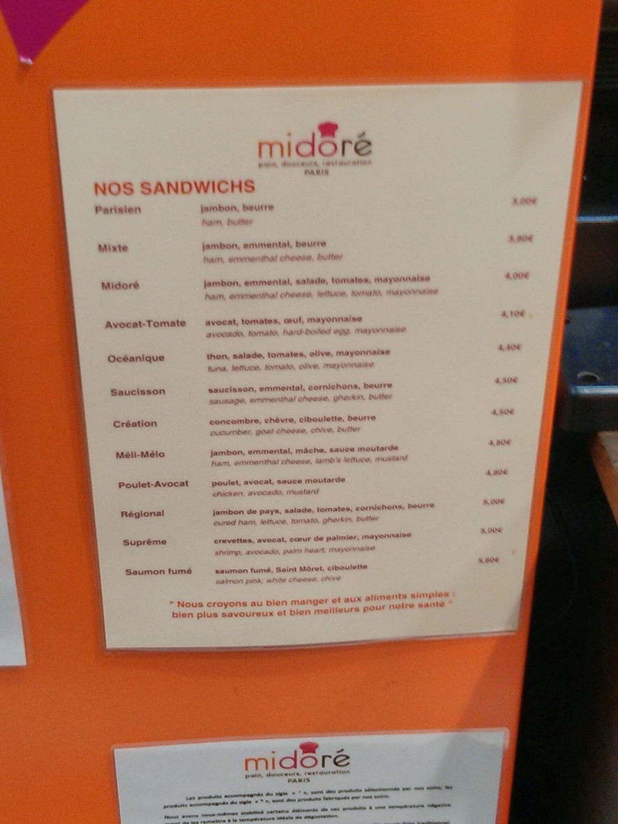 Boulangerie Midoré - Courcelles menu 2