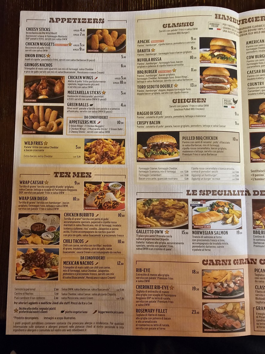 Old Wild West - Roma Porta di Roma menu 2