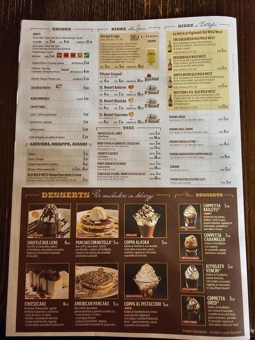 Old Wild West - Roma Porta di Roma menu 3