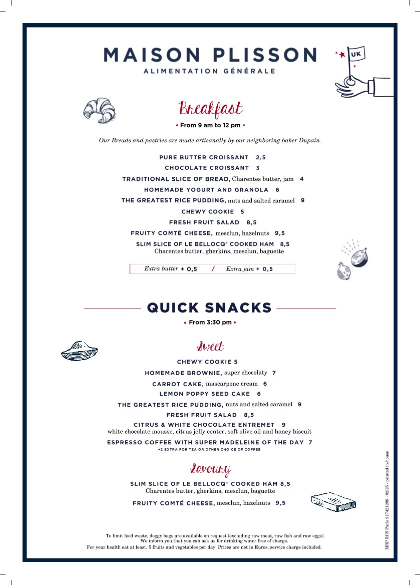 Maison Plisson menu 1