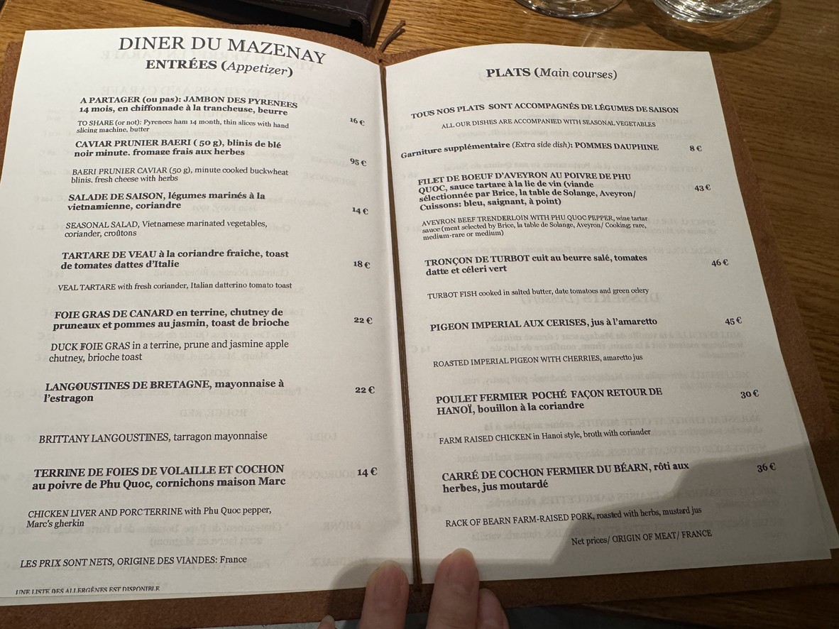 Le MaZenay menu 1
