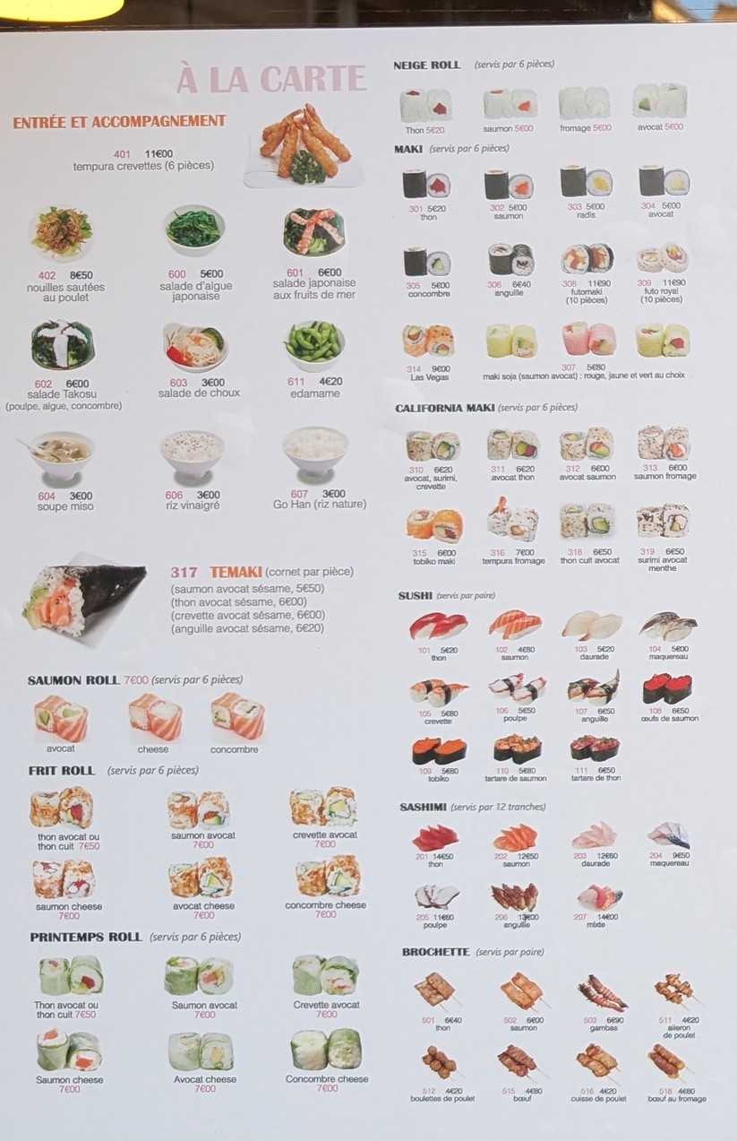 SAKURA AUTEUIL menu 1
