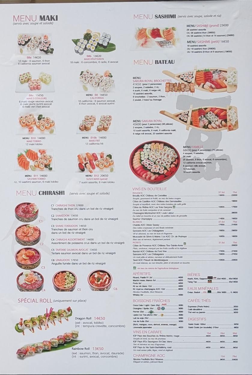 SAKURA AUTEUIL menu 2
