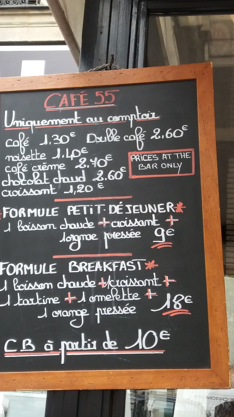 CAFE 55 menu 1