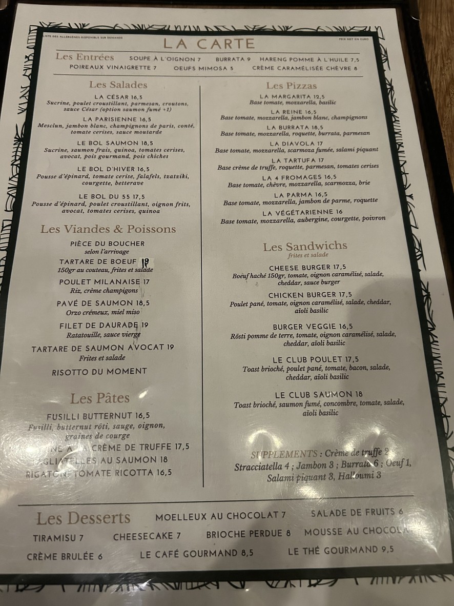 CAFE 55 menu 2