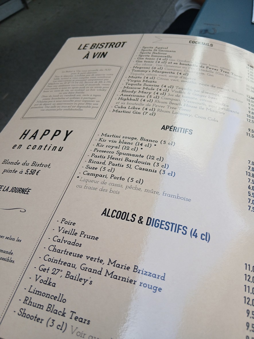 Le Bistrot à Vin menu 2