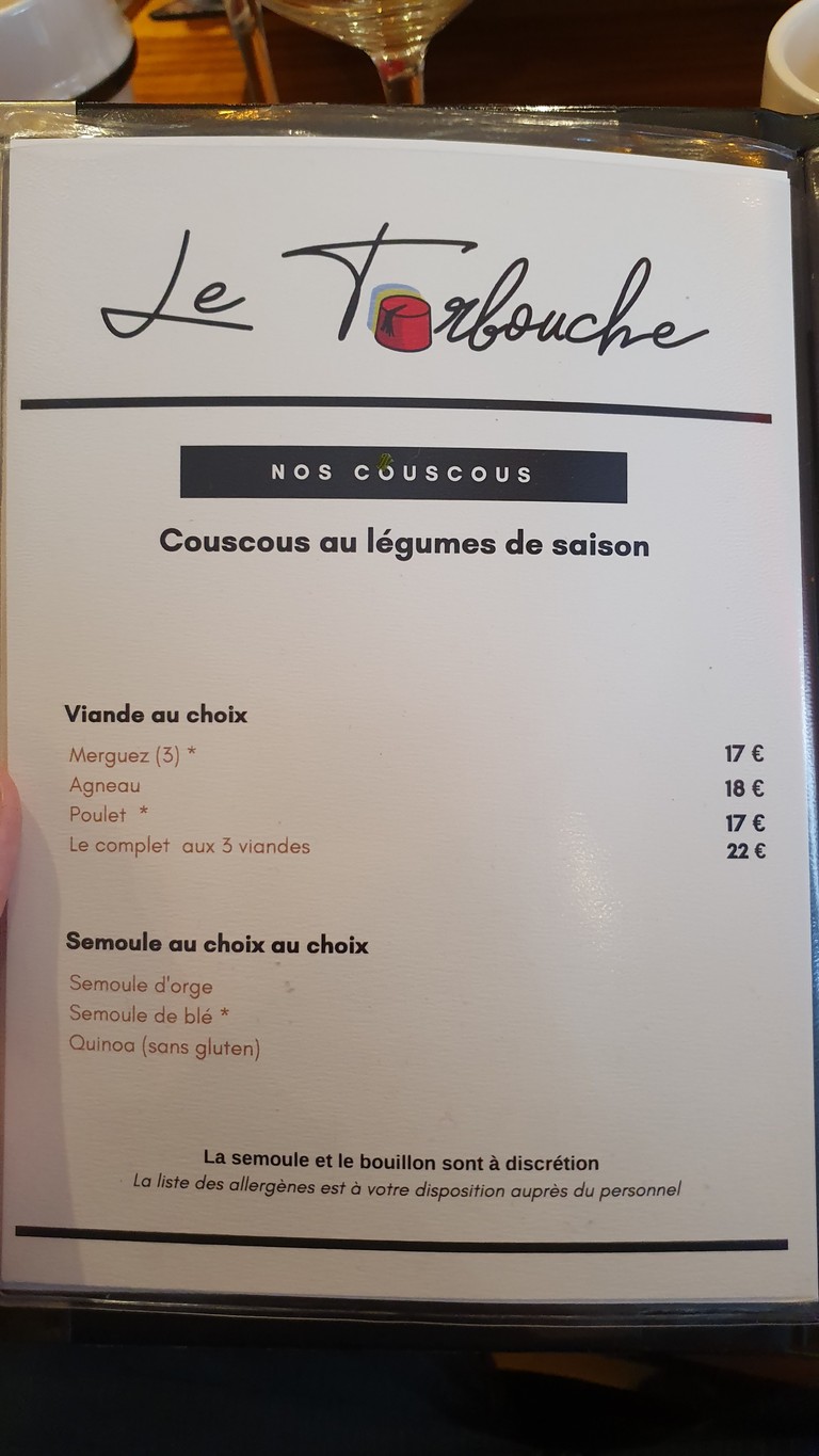 Restaurant marocain le Tarbouche menu 4