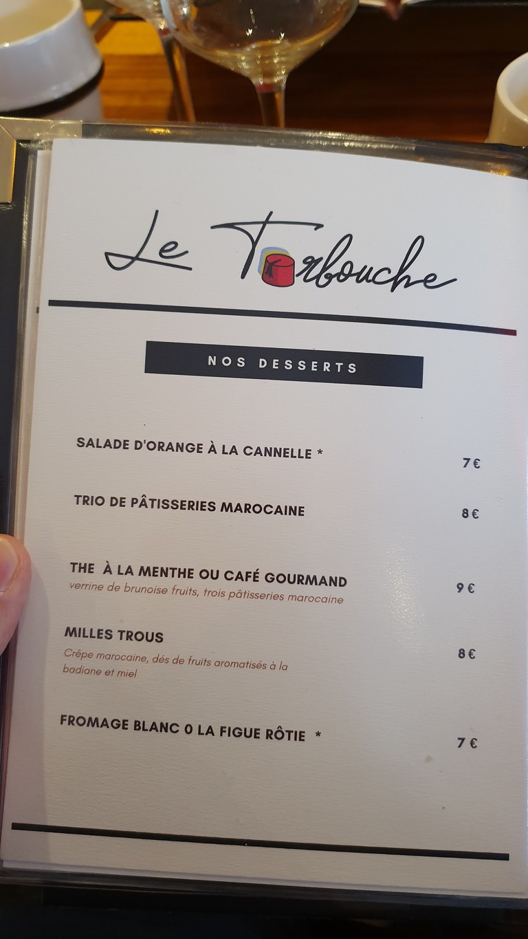 Restaurant marocain le Tarbouche menu 6