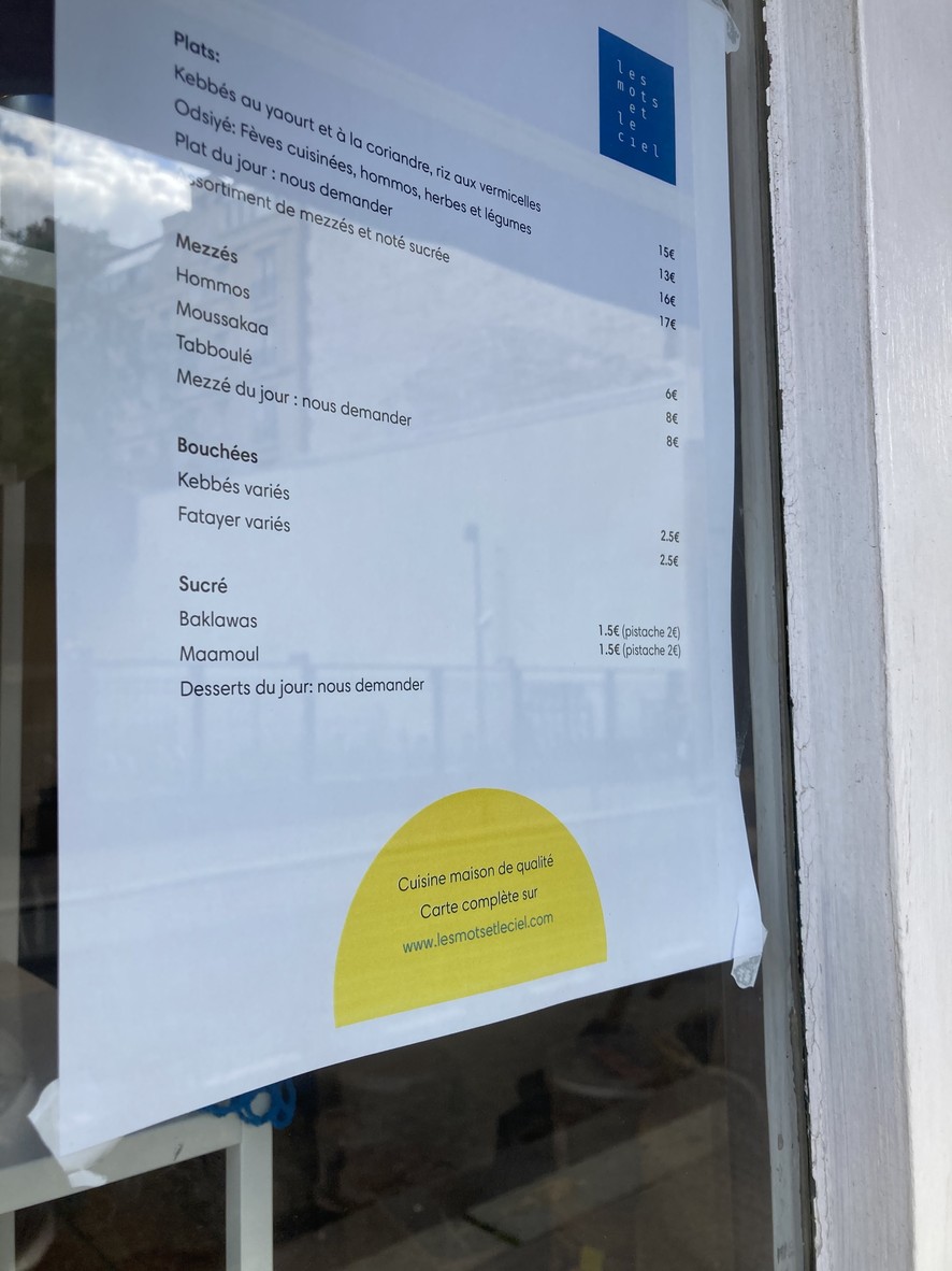 Les Mots et Le Ciel menu 2